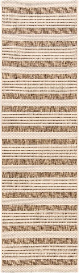SAFAVIEH Courtyard Collection 2'3" x 8' Brown/Bone CY6062 Stripe - Image 3