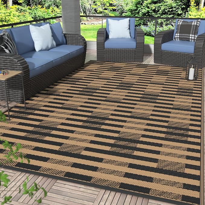 GENIMO Outdoor Rug for Patio Clearance, Lightweight Waterproof Geometric RV by GENIMO