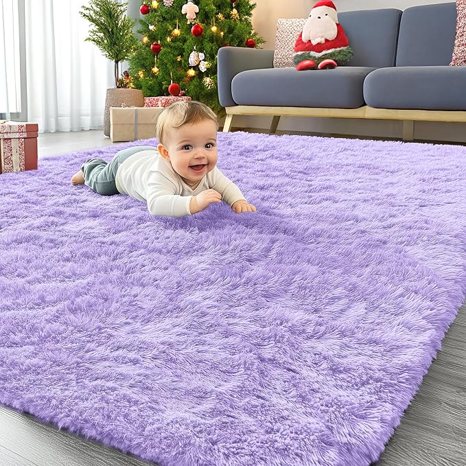 OLANLY Area Rugs for Living Room, Machine Washable 4x5.9 ft Soft Fluffy Shaggy by OLANLY