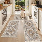 Madane Washable Kitchen Rug Set of 3, Small Area Rug Non-Slip Vintage Entryway by Madane