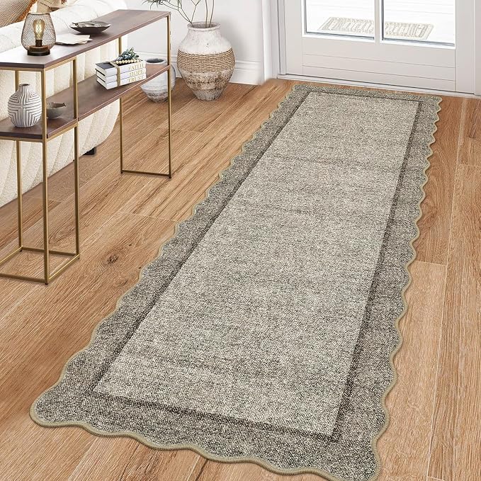 GarveeHome Scalloped Washable Runner Rug 2x6 Runner Non Slip Kitchen Rugs - Image 2