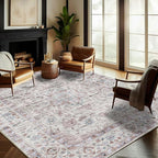 CHAMPLANT Washable Area Rug 8'x10' Retro Boho Design Non-Shedding Non-Slip Easy by CHAMPLANT