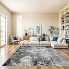 8x8 Square Living Room Area Rug – Washable Modern Neutral Abstract Indoor Rug by BYYVOORugsforYourHome