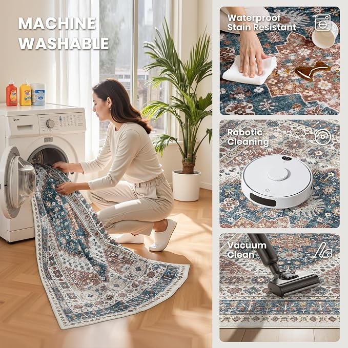 zesthome 8x10 Area Rugs for Living Room, Non-Slip Backing Washable Rugs - Image 5