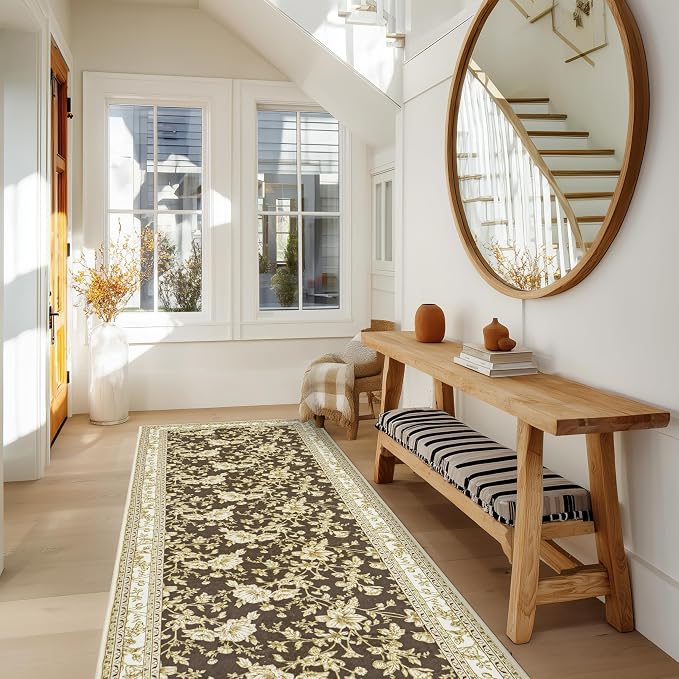 Brown Boho Washable 3x8 Extra Long Hallway Runner Rug, Extra Large Kitchen - Image 7