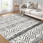 Nakagishi Black Rug for Living Room: 7x9 Washable Boho Large Neutral Soft by NakagishiAreaRug
