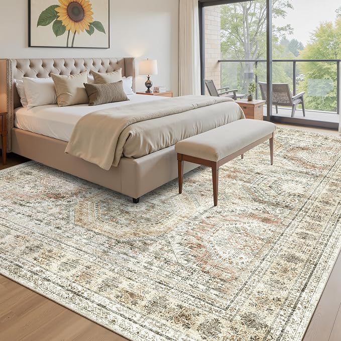 Soalmost 10x14 Area Rugs for Living Room, Non Slip Machine Washable Vintage Rugs - Image 8