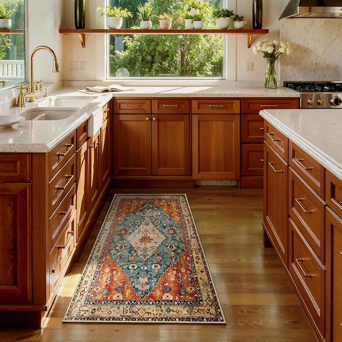 SERISSA 2x4 Boho Rugs for Entryway, Washable Non-Slip Kitchen Runner Rug - Image 2