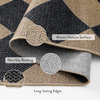 Lahome Checkered Easy Jute Non Slip Kitchen Runner, Checkerboard Indoor Outdoor - Image 5