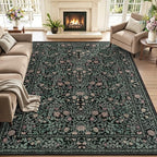 5x7 Area Rugs Living Room Rug: Floral Washable Rug Vintage Boho Soft No Slip by EXPEDIX