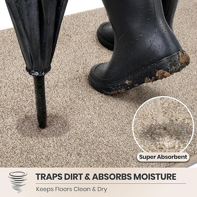 PURRUGS Dirt Trapping Door Mat 20" x 31.5", Non-Slip Machine Washable Entryway - Image 2