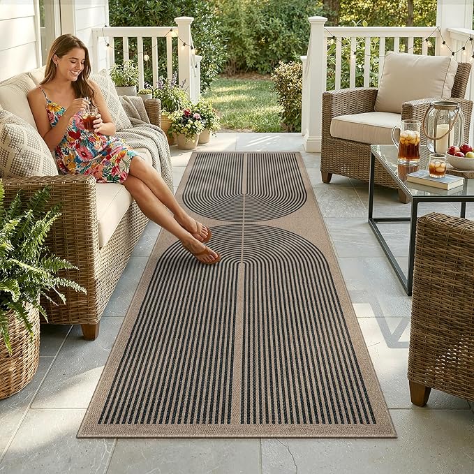 Lahome Modern Rainbow 2x8 Runner Rug, Washable Hallway Kitchen Runner Rugs - Image 2