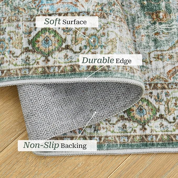 Madane Runner Rug 2'6''x8' Kitchen Runner, Hallway Runner Printed Vintage - Image 4