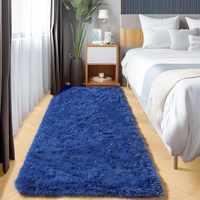 ONASAR Navy Blue Runner Rugs for Bedroom Living Room, Fluffy 2x6 Bedside - Image 8