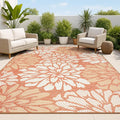 JONATHAN Y Floral Textured Weave Indoor Outdoor Area Rug 4X6 Orange/Cream by JONATHANY