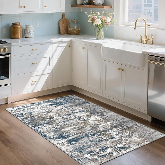 3x5 Area Rug Washable Entryway Rug Non Slip Abstract Tear and Stain Resistance - Image 7