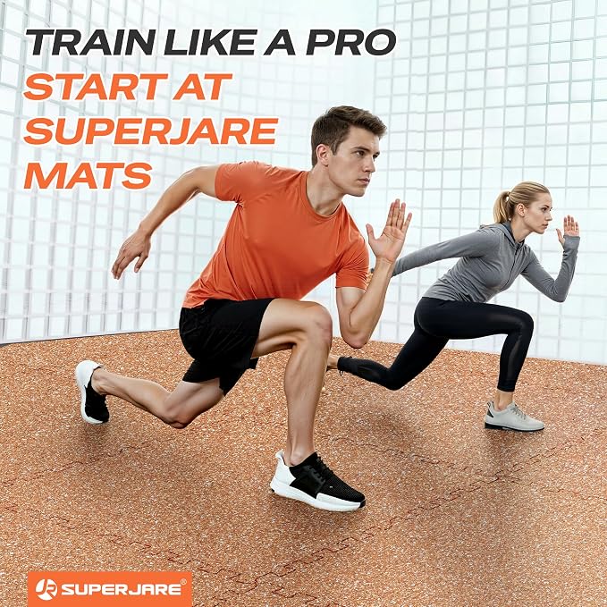 SUPERJARE 0.56'' Thick 24 Pcs 96 Sq Ft Rubber Top Exercise Equipment Mats - Image 3