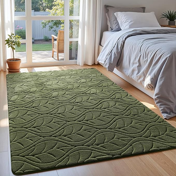 Macgace 4x6 Green Area Rug, Soft Shag Carpet, Washable Bedroom Nursery Rugs by Macgace