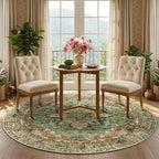 RELEANY Area Rugs Round 5ft Washable Non-Slip, Floral Vintage Distress - Image 2