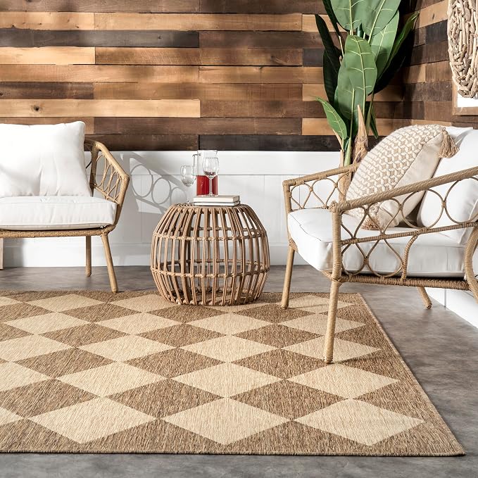 Nuloom Outdoor Performance Collection Sabina Brown/Ivory, Soft and Cozy - Image 7
