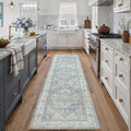 2x8 Washable Vintage Runner Rug Blue Oriental Hallway Kitchen Throw Rug Neutral by WondRg