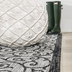 JONATHAN Y Vintage Filigree Indoor Outdoor Area Rug 6X9 Light Gray/Black - Image 7