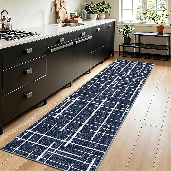 Non Slip Hallway Runner Rug 2x10, Washable Long Rug, Woven Thin Low Pile Carpet by TTelephant