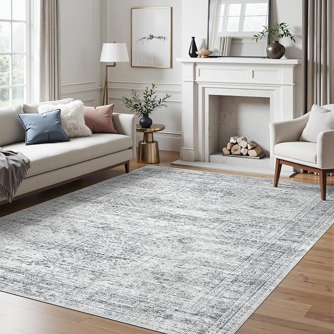Soalmost 6x9 Area Rug for Living Room Washable 6x9 Gray Rug Non-Slip Modern - Image 9