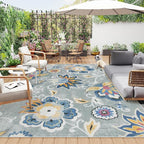 Lahome Floral Indoor Outdoor Rug 8x10, Non Slip Outdoor Patio Rug by Lahome