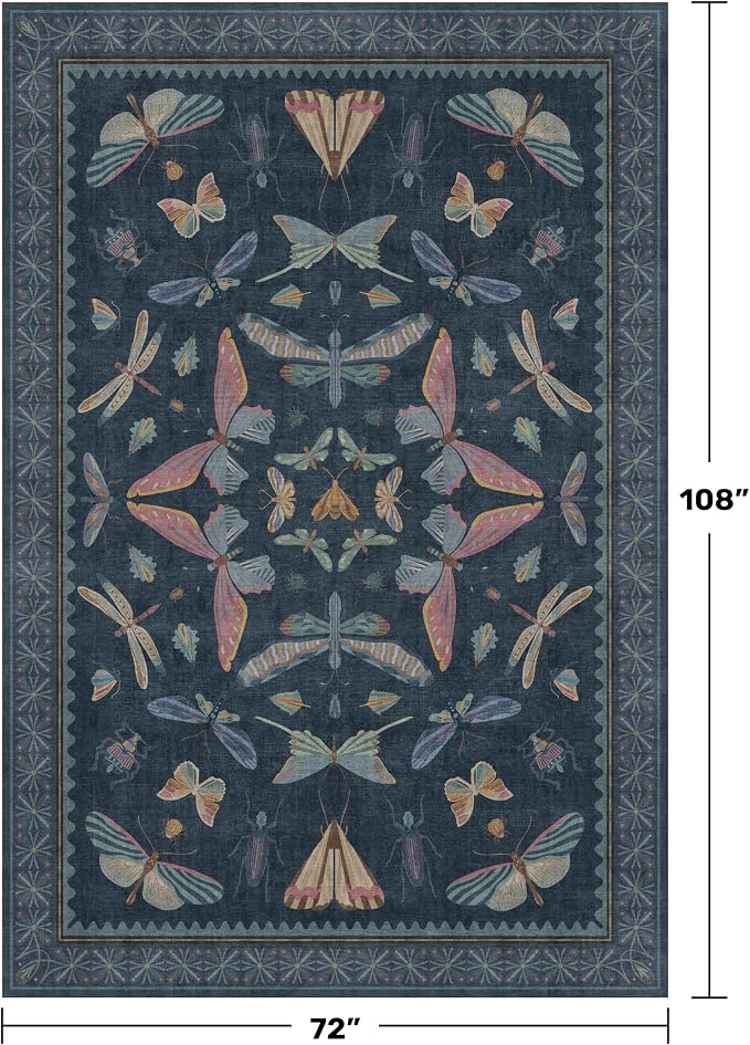 Boho Living Room Area Rug 6x9, Non Slip Dining Room Rugs - Image 2