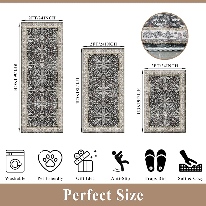 3-Piece Washable Kitchen Rug Set of 3 - Image 2