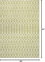 JONATHAN Y Moroccan Geometric Indoor Outdoor Area Rug 5X8 Light Green/Cream - Image 2