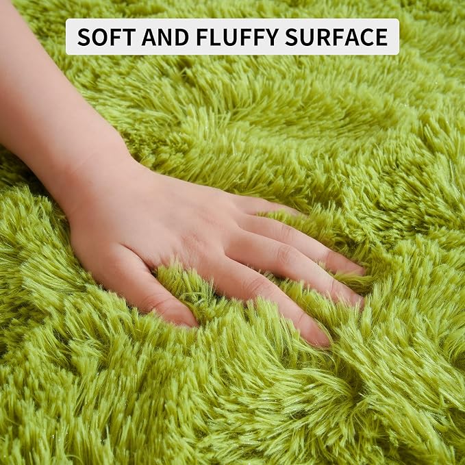 Tepook Fluffy Grass Green Rugs for Living Room Bedroom, 8x10 Soft Area Rug Moss - Image 6