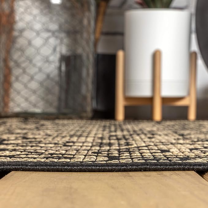 JONATHAN Y Vintage Filigree Indoor Outdoor Round Area Rug 3 Ft Black/Khaki - Image 7