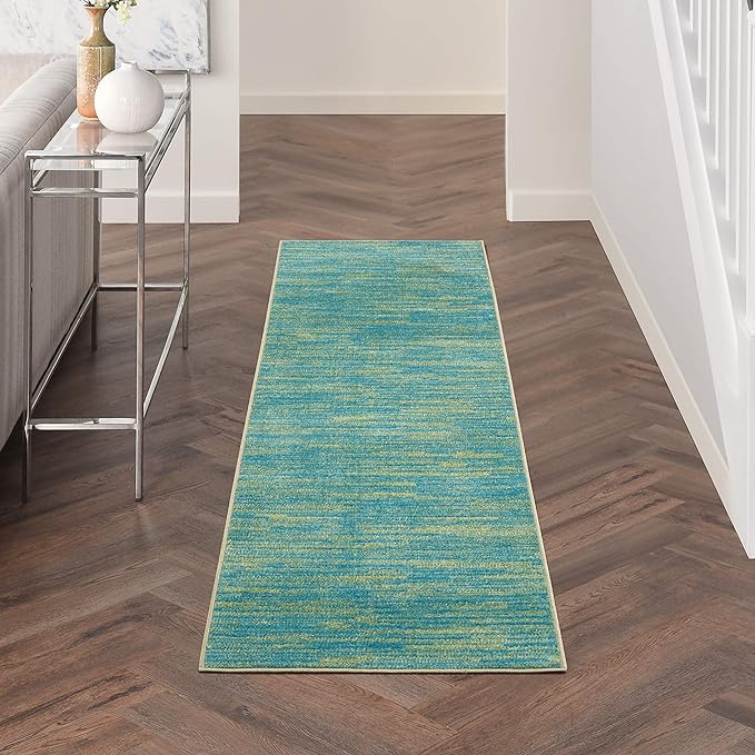 Nourison Home Nourison Essentials Blue Green 2'2" x 7'6" Area Rug by NourisonHome
