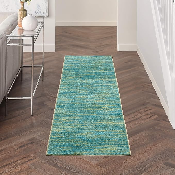 Nourison Home Nourison Essentials Blue Green 2'2" x 20' Area Rug by NourisonHome