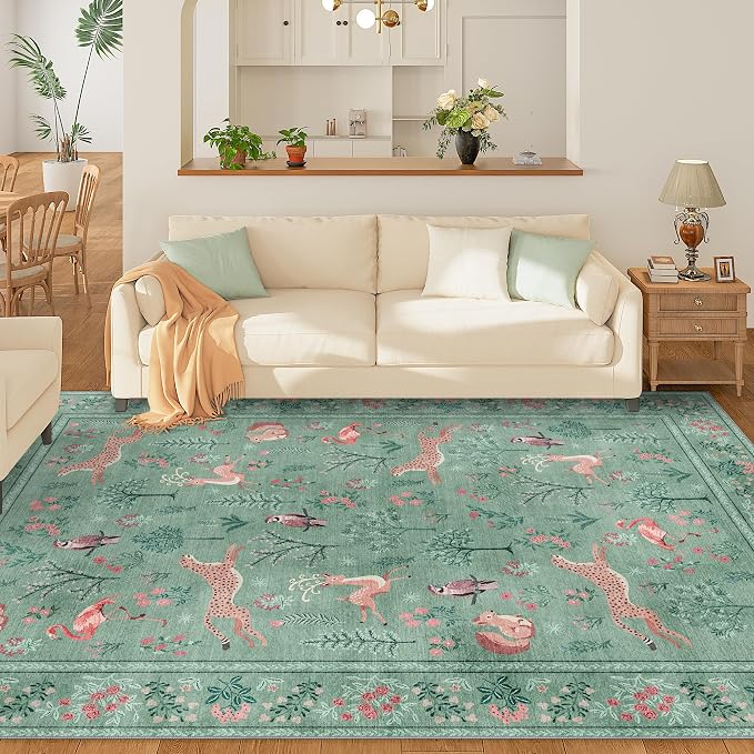 DUKINO 5x7 Rug, Washable Animal Living Room Rug - Image 4