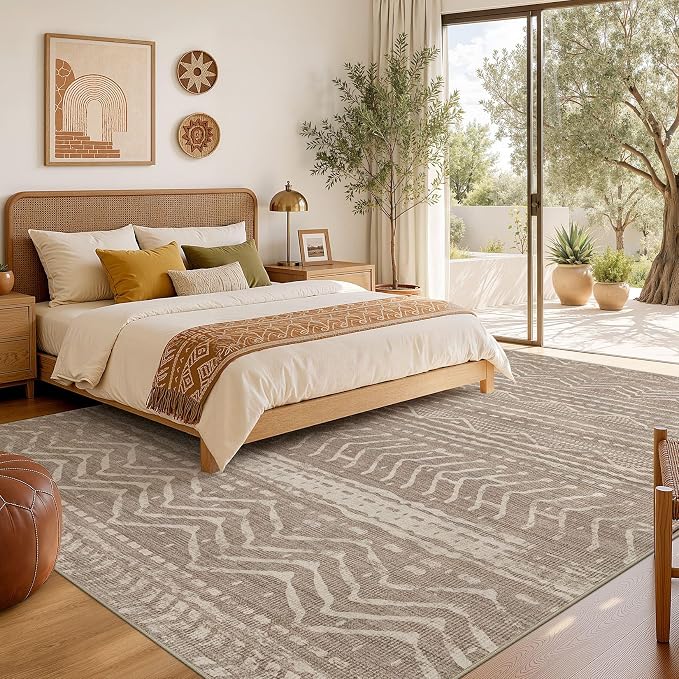 6x8 Area Rugs Living Room: Washable Boho Large Neutral Soft Rug Farmhouse Stain - Image 6