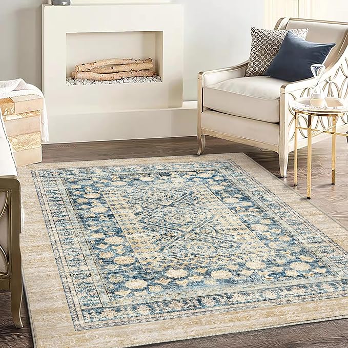 CHAMPLANT Washable Area Rug 4'x6' Vintage Traditional Floor Cover Foldable Thin - Image 2
