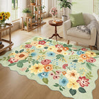 DUKINO 4x6 Area Rug, Floral Non-Slip Indoor Washable Rug by DUKINO