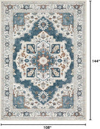 9x12 Washable Area Rug: Vintage Neutral Soft Non Slip Thin Large Floor Carpet - Image 2