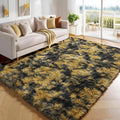 PAGISOFE 4x6 Black and Yellow Bedroom Rugs, Fluffy Modern Living Room Area Rug by PAGISOFE
