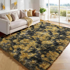PAGISOFE 4x6 Black and Yellow Bedroom Rugs, Fluffy Modern Living Room Area Rug by PAGISOFE