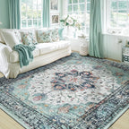 RELEANY Area Rugs 6'x9' Washable Non-Slip, Floral Vintage Distress Medallion - Image 2
