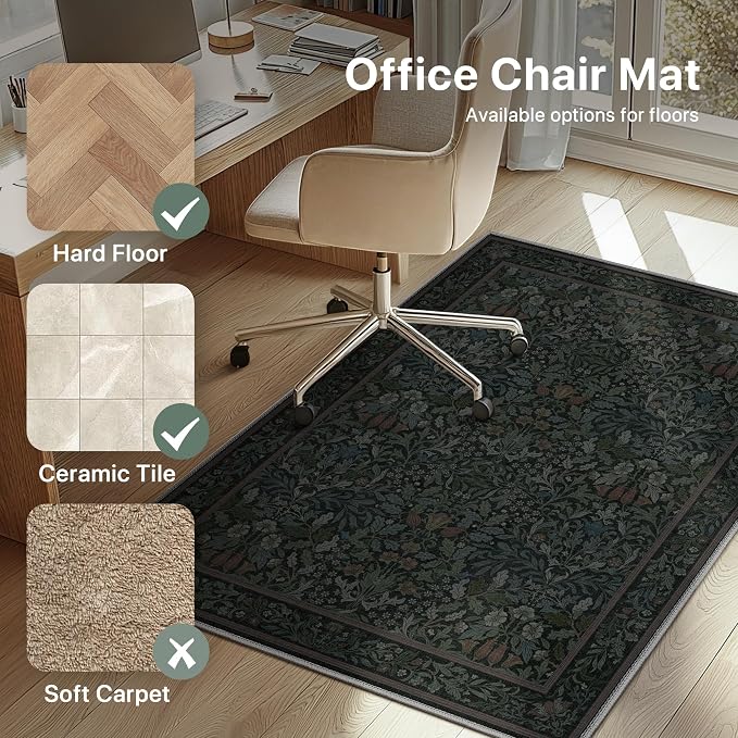 48"x60" Office Chair Mat for Hardwood Tile Floor, Under Desk Carpet Protector - Image 3
