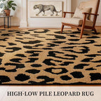 YIHOUSE 8×10 Ft Leopard Area Rugs, Washable High-Low Pile Plush Soft Rug - Image 3