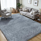 Area Rug for Living Room Bedroom: 4x6 Grey Soft Fluffy Shag Upgrade Non-Slip - Image 3