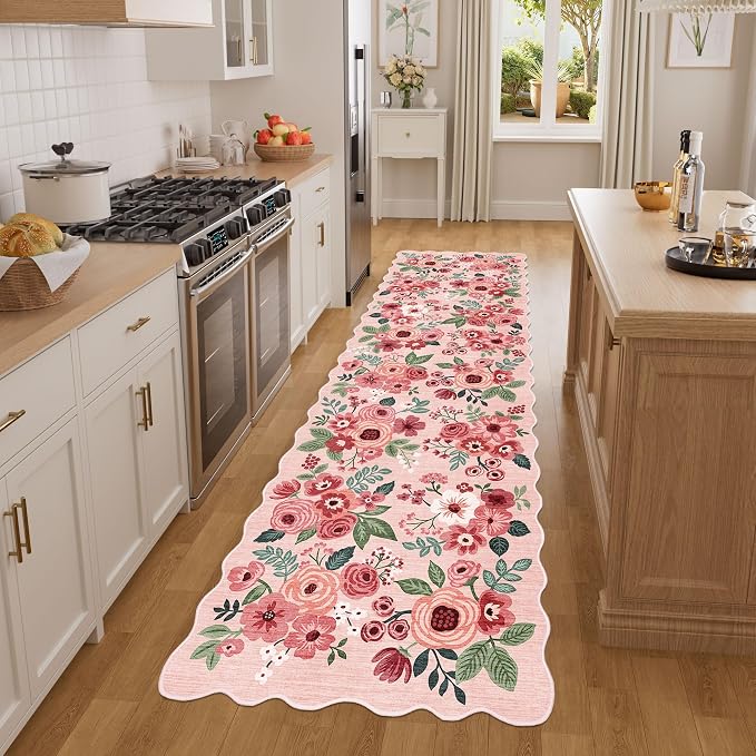 DUKINO Washable Runner Rug, 2x7 Lightweight Soft Floral Hallway Rug Runner - Image 3