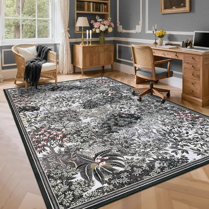 GarveeHome Forest Rugs 6x9, Botanical Low Pile Non Slip Stain Resistance - Image 2