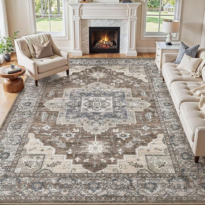 10x14 Area Rugs Living Room: Washable Vintage Rug Large Non-Slip Stain by JessibouAreaRug